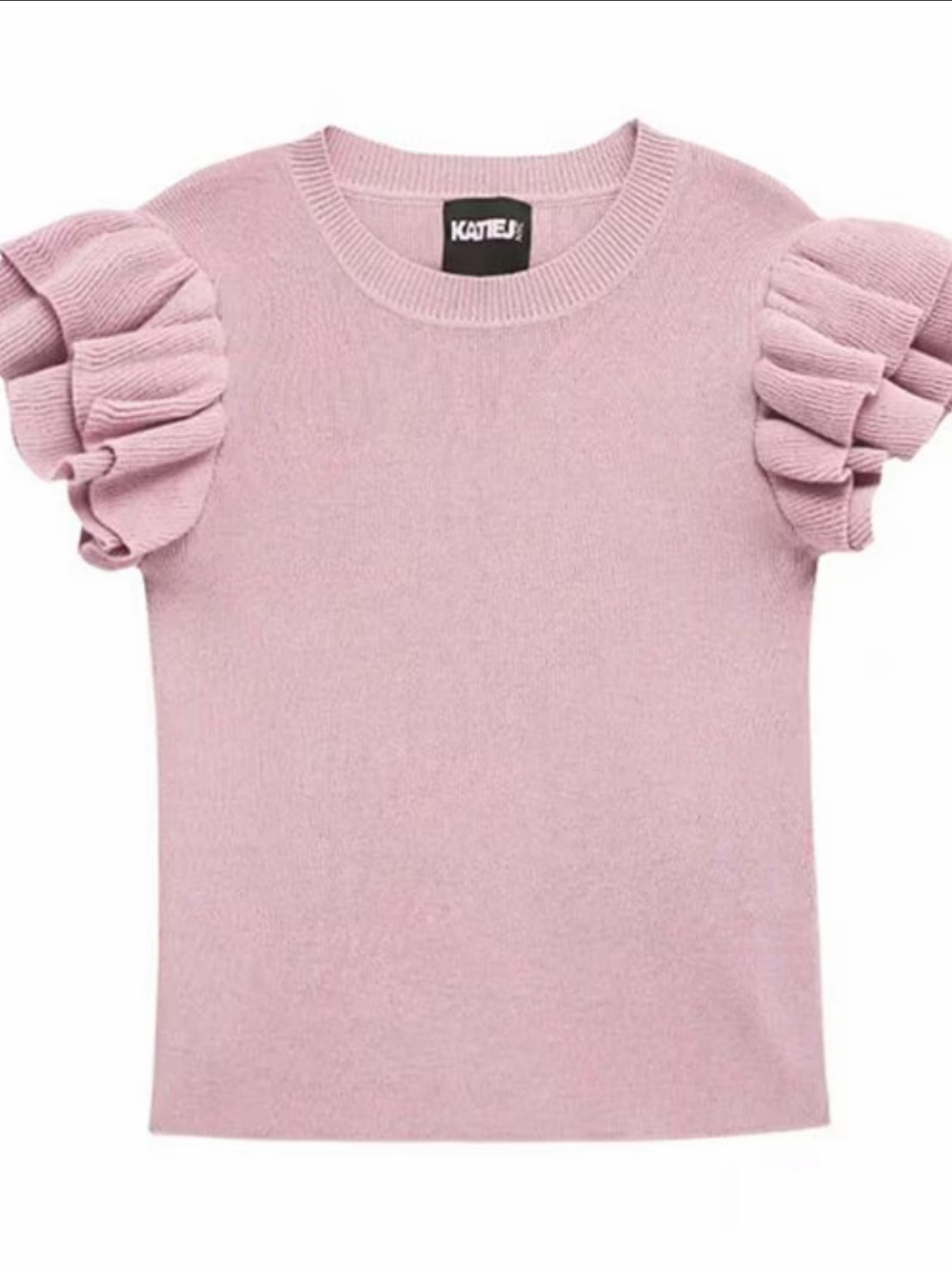 Katie J NYC ISLA Pink Ruffle Sleeve JUNIORS Top NWT